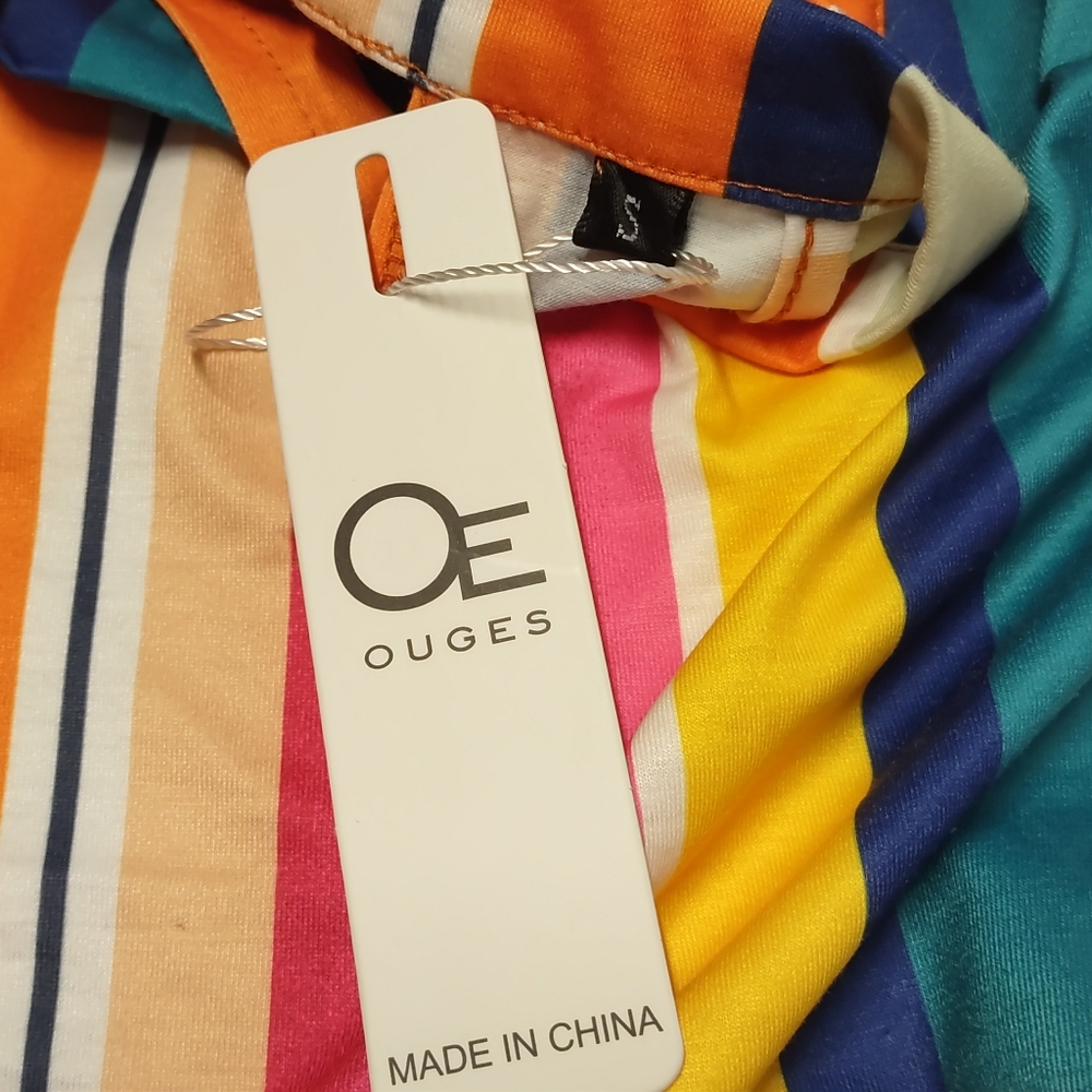 OE Ouges Women's Multi Color Stripes Sexy Dress F… - image 9